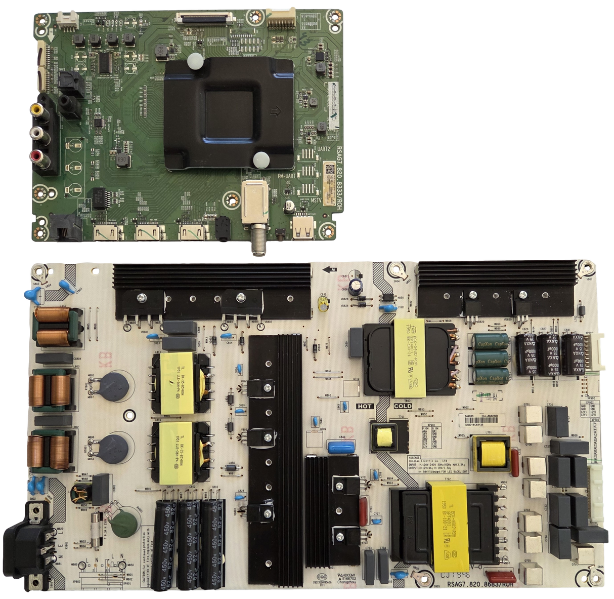 75R7E2 Hisense TV Repair Parts Kit, 251883 Main Board, 246033 Power Supply, 75R7E2