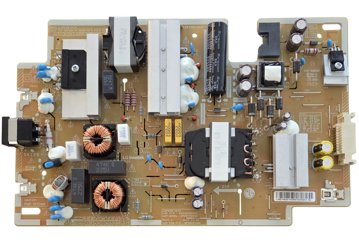 EAY30150901 LG Power Supply Board, LGP65M-26U2, 65QNED84BUA.BUSDLKR, 65QNED84BUA, 65QNED84BAA