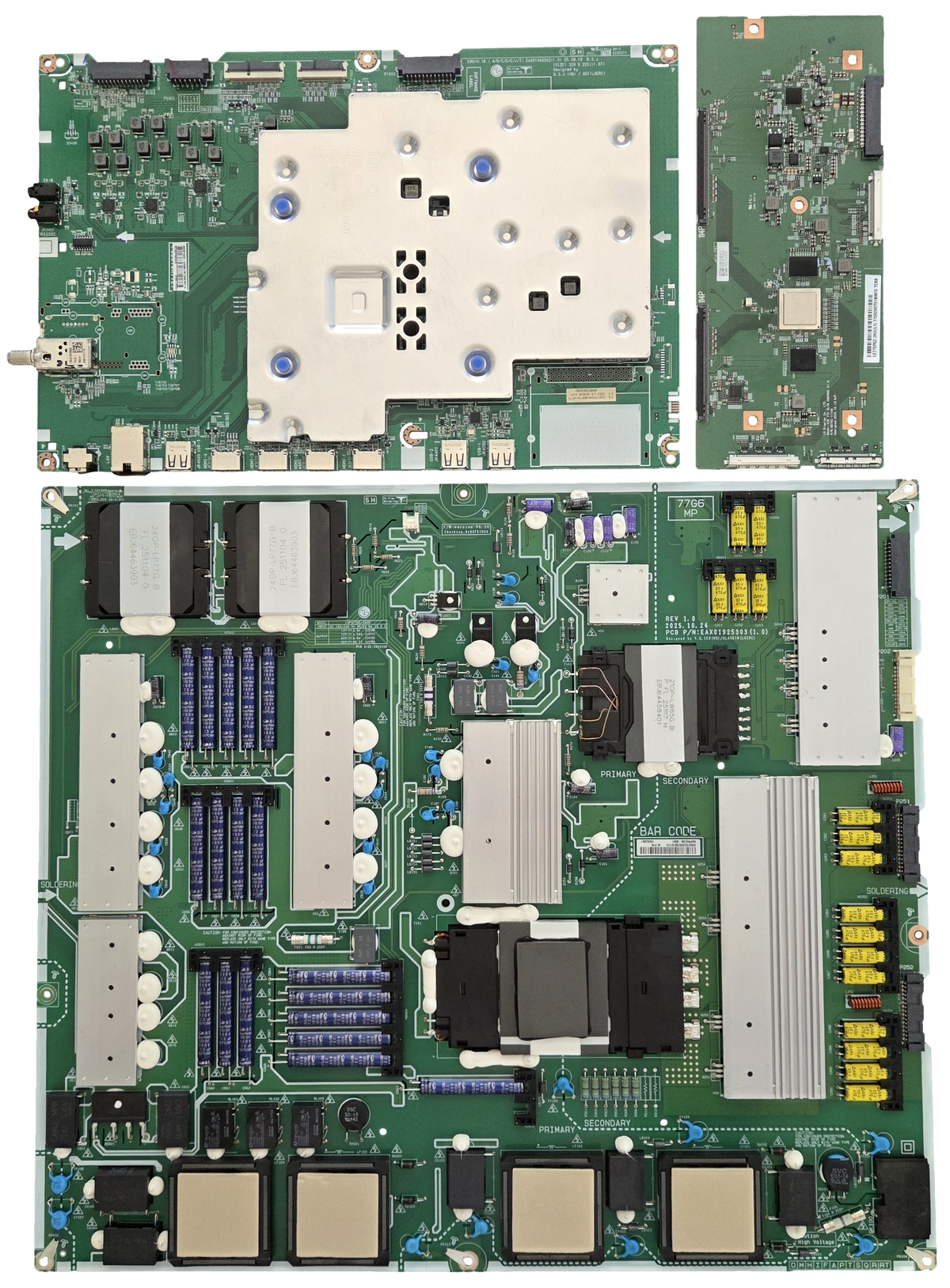 OLED77G6WUA LG TV Repair Parts Kit, EBT30438775 Main Board, EBR25262801 Power Supply, 6871L-8597A T-Con, OLED77G6WUA