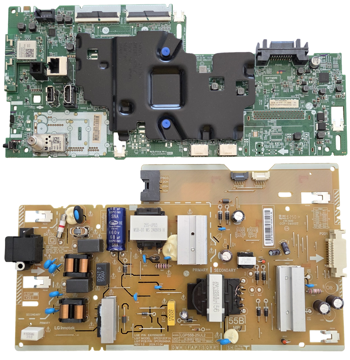 55QNED82AUA LG TV Repair Parts Kit, EBT30134780 Main Board, EAY65920811 Power Supply, 55QNED82AUA