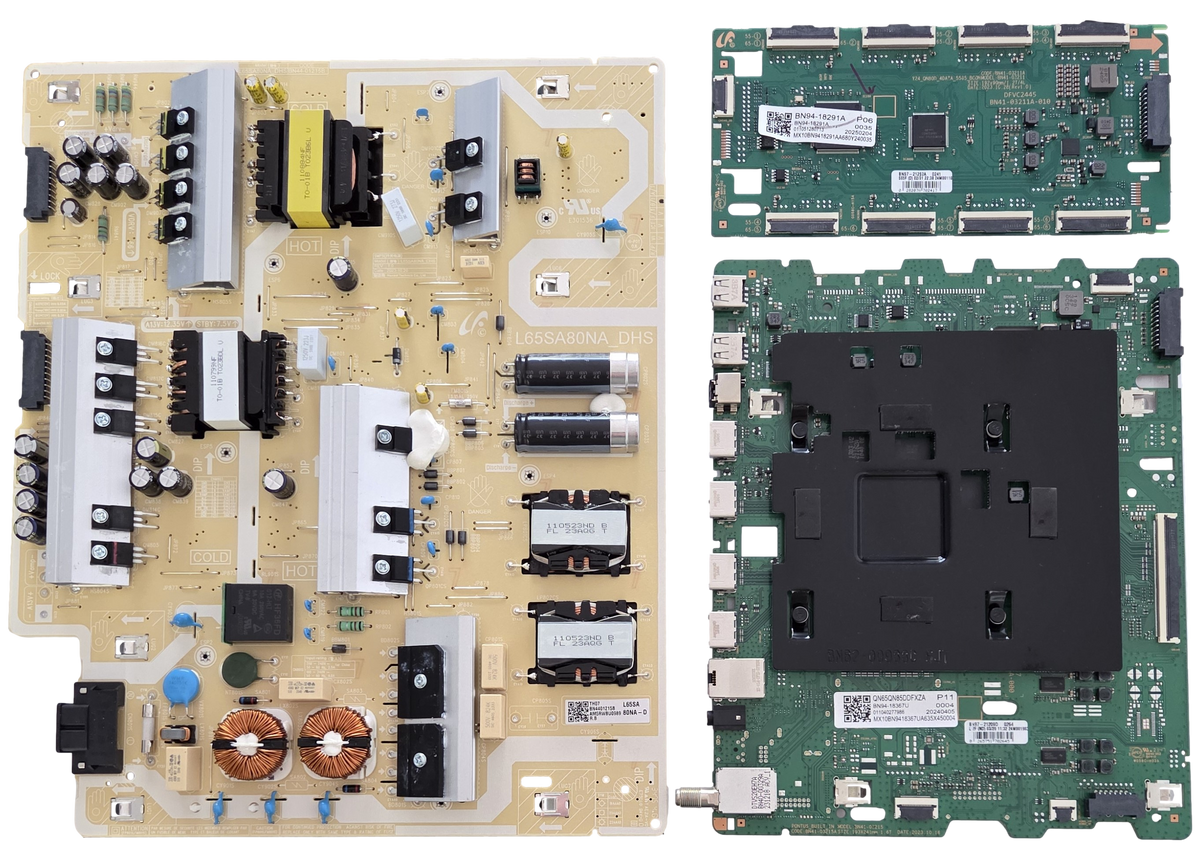 QN65QN85DDFXZA Samsung TV Repair Parts Kit, BN94-18367U Main Board, BN44-01215B Power Supply, BN94-18291A LED Driver, QN65QN85DDFXZA