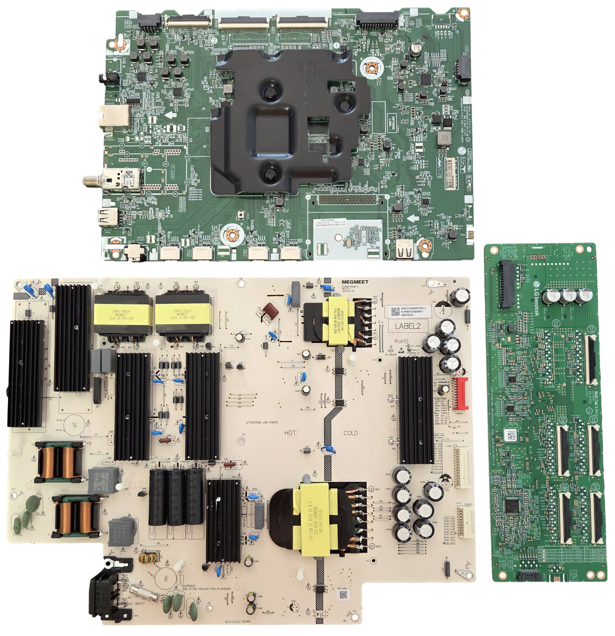 65QNED92AUA LG TV Repair Parts Kit, EBR24605801 Main Board, 81-PWE120-M350001 Power Supply, EPLH50CF1A LED Driver, 65QNED92AUA
