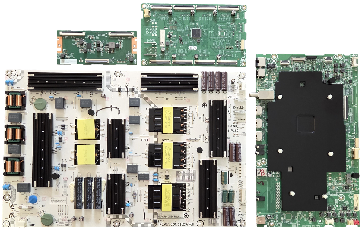 65U8QG Hisense TV Repair Parts Kit, 419024 Main Board, 416359 Power Supply, 418411 T-Con, 419381 LED Driver, 65U8QG