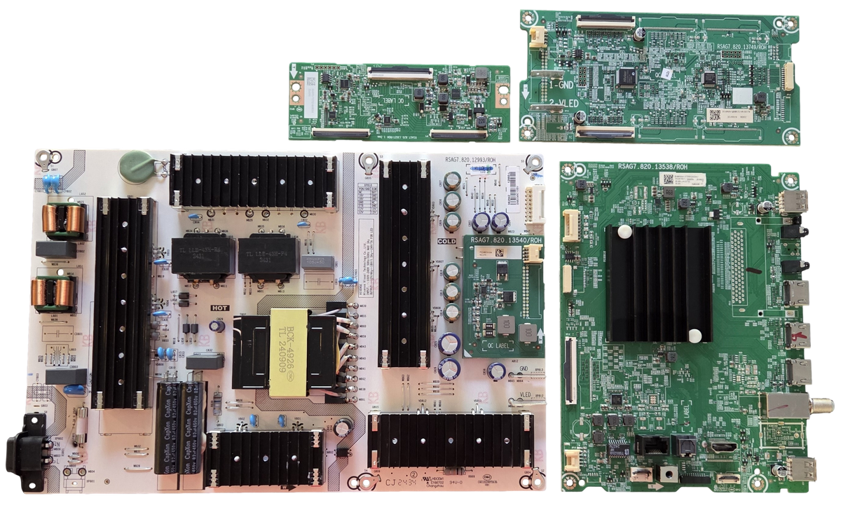65U6N Hisense TV Repair Parts Kit, 354865 Main Board, 352942 Power Supply, 354590 T-Con, 354849 LED Driver, 65U6N