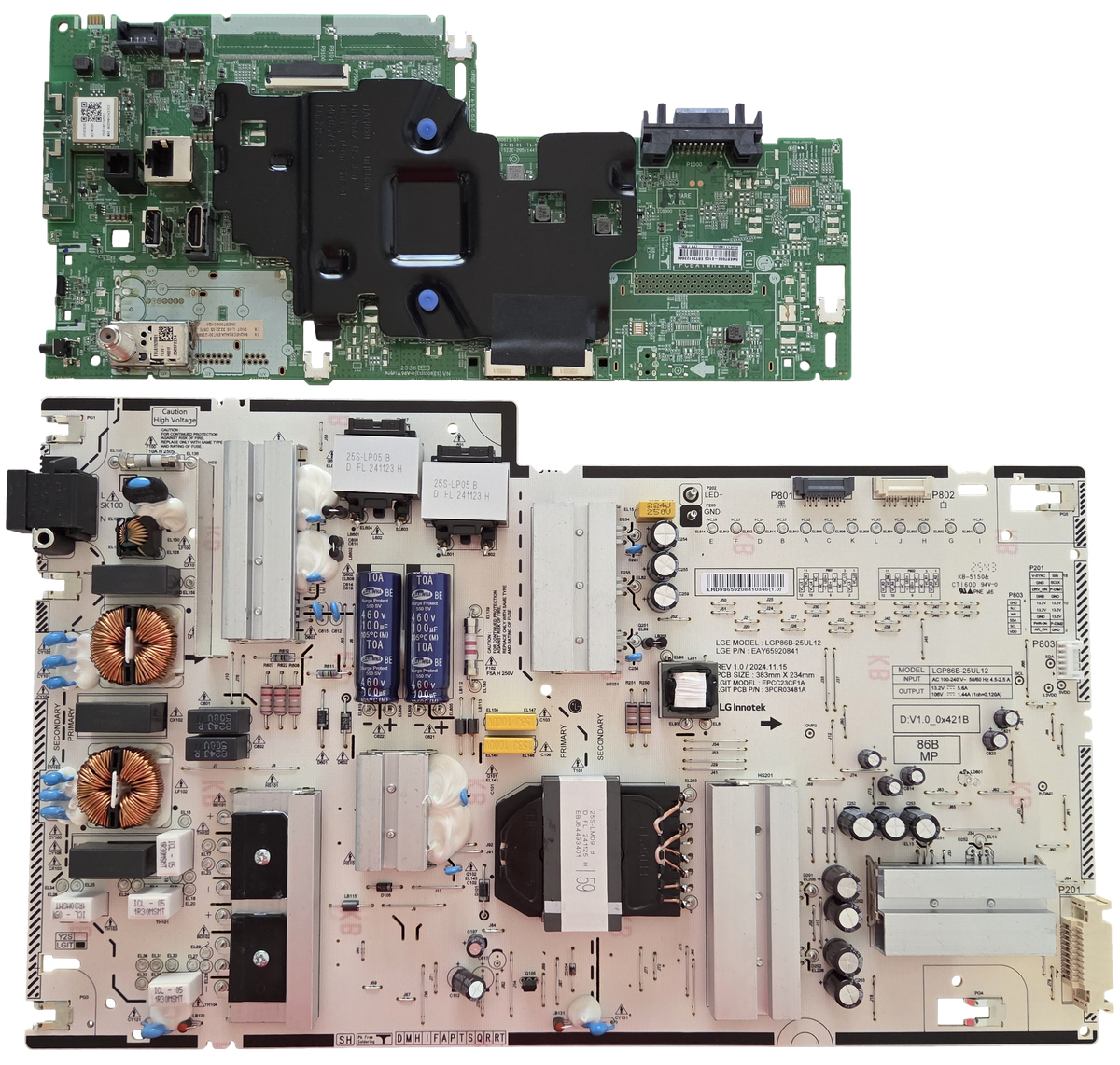 86QNED82AUA LG TV Repair Parts Kit, EBT30123680 Main Board, EAY65920841 Power Supply, 86QNED82AUA, 86QNED82AAA