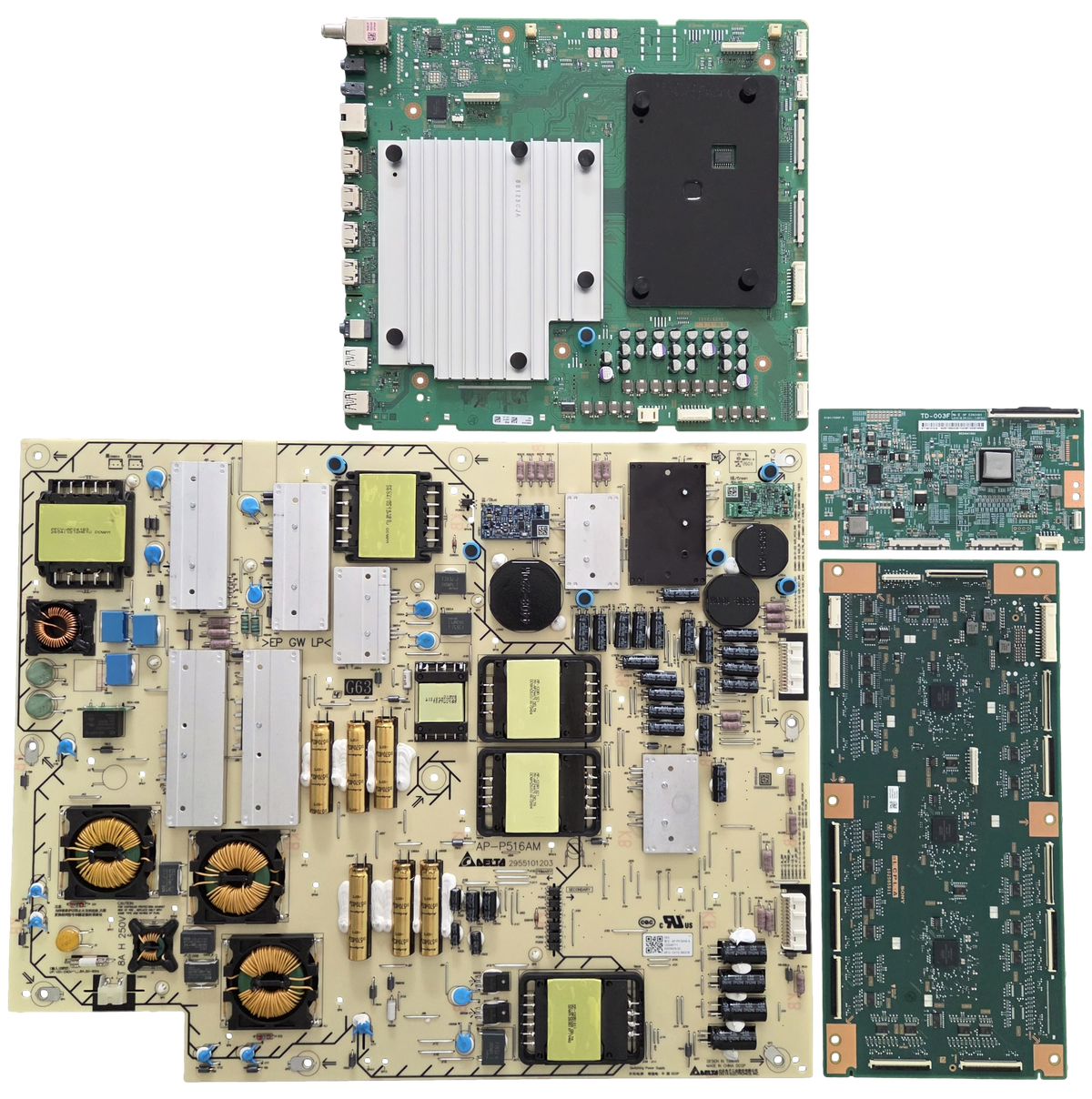 K-75XR90M2 Sony TV Repair Parts Kit, A-5087-077-A Main Board, 1-025-467-11 Power Supply, ST7461D10-6 T-Con, A-5087-164-A LED Driver, K-75XR90SM2, K-75XR90M2