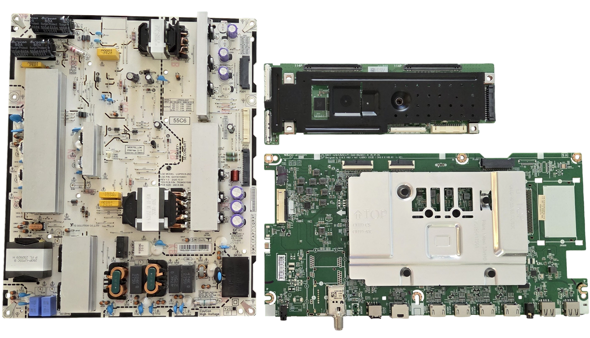 OLED55C6PUA LG TV Repair Parts Kit, EBT30417175 Main Board, EAY30150651 Power Supply, 6871L-8372A T-Con, OLED55C6PUA