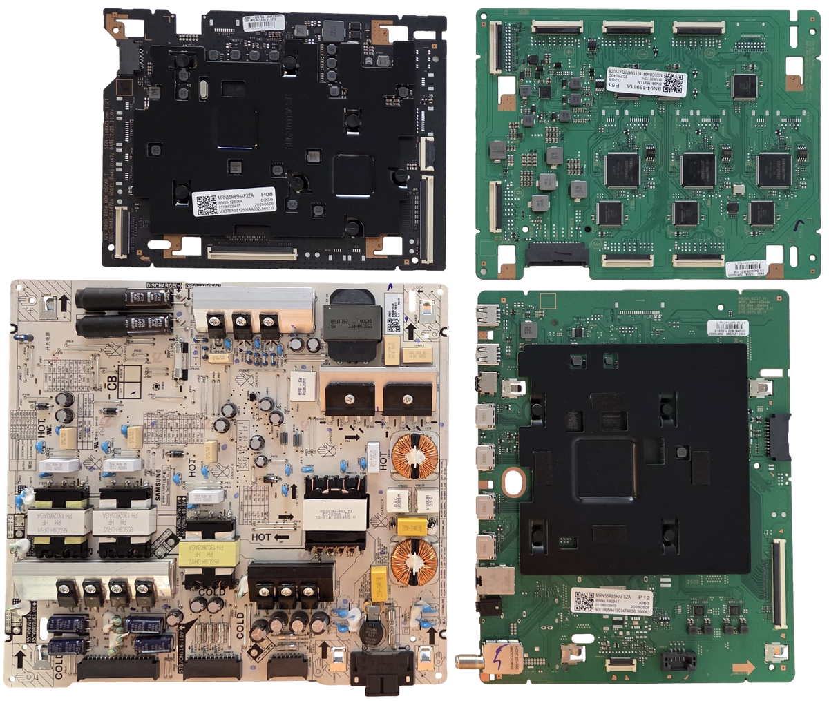 MRN55R85HAFXZA Samsung TV Repair Parts Kit, BN94-19034T Main Board, BN44-01412A Power Supply, BN95-12506A T-Con, BN94-18911A LED Driver, MRN55R85HAFXZA