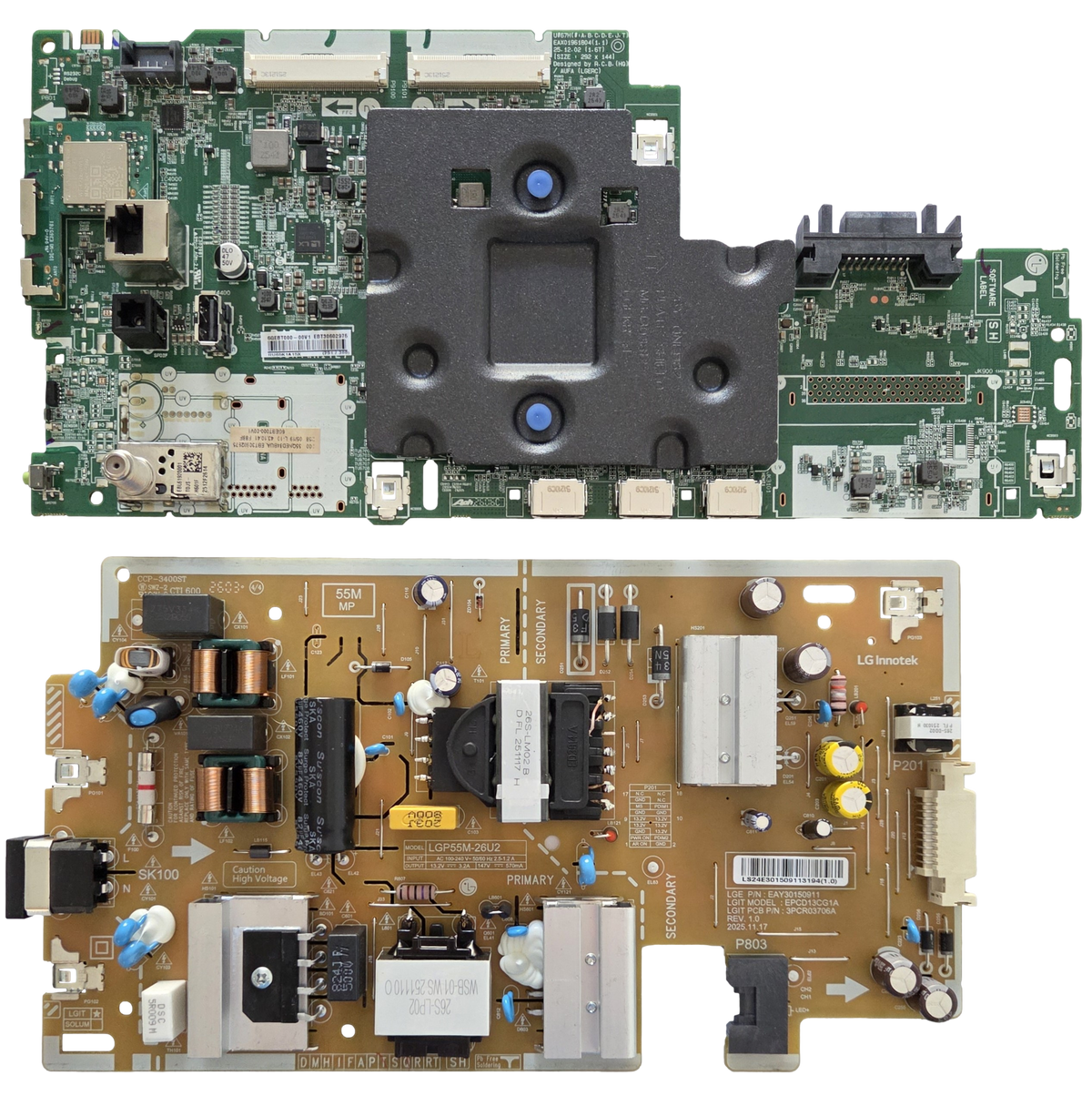 55QNED84BUA LG TV Repair Parts Kit, EBT30602975 Main Board, EAY30150911 Power Supply, 55QNED84BUA