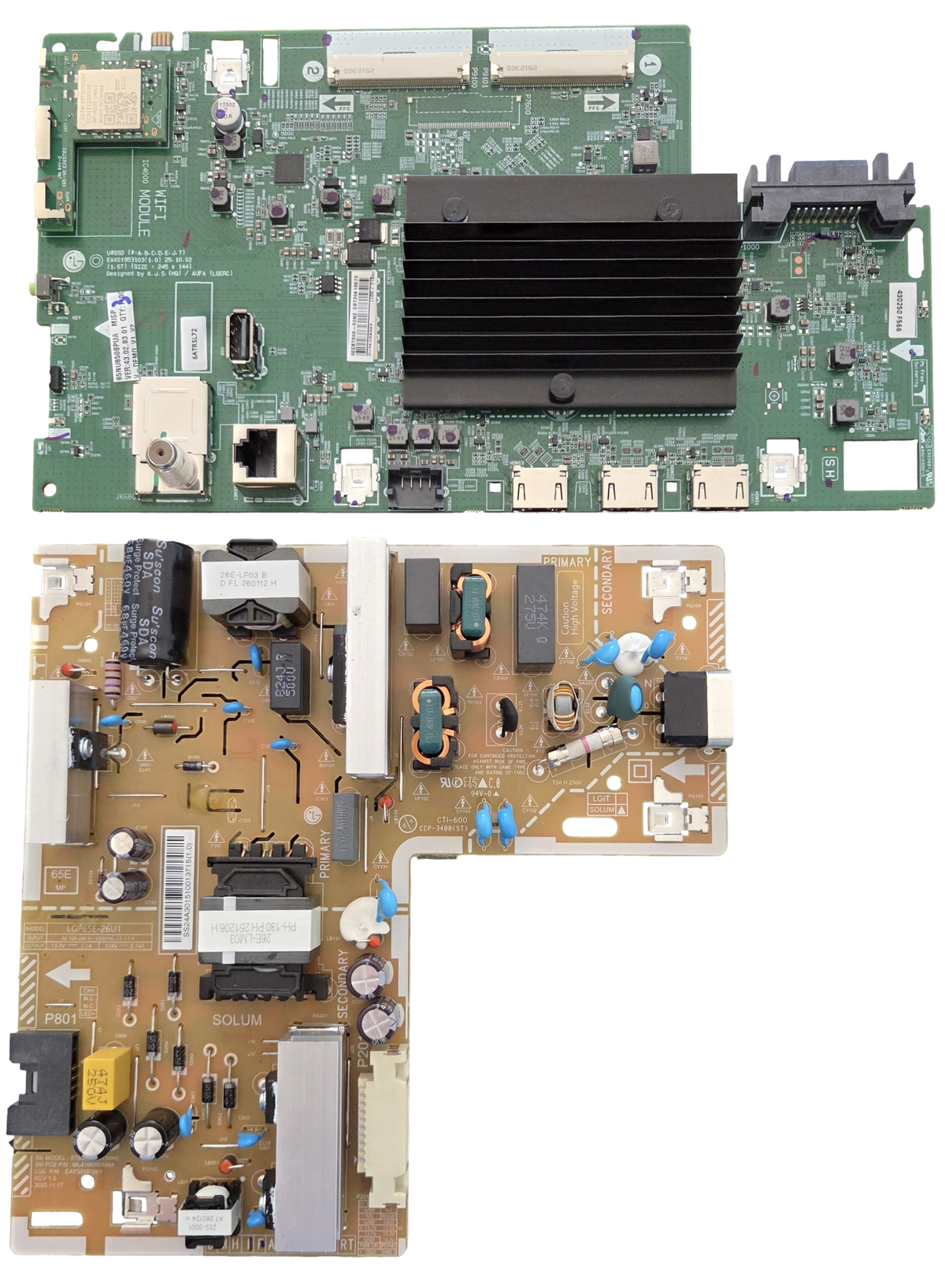 65NU850BPUA LG TV Repair Parts Kit, EBT30418576 Main Board, EAY30151001 Power Supply, 65NU850BPUA.AUSFLKR, 65NU850BPUA