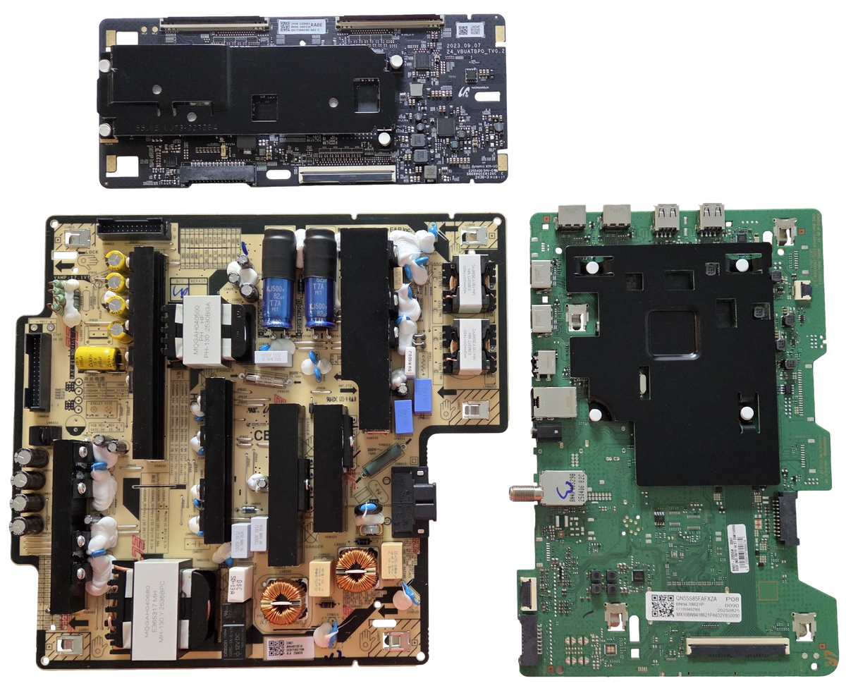 QN55S85FAFXZA Samsung TV Repair Parts Kit, BN94-18621P Main Board, BN44-01321A Power Supply, BN96-60433A T-Con, QN55S85FAFXZA