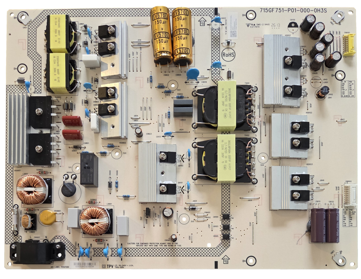 ADTVR1631XAL Sony Power Supply, 715GF751-P01-000-0H3S, A2605241000, K-65XR30M2