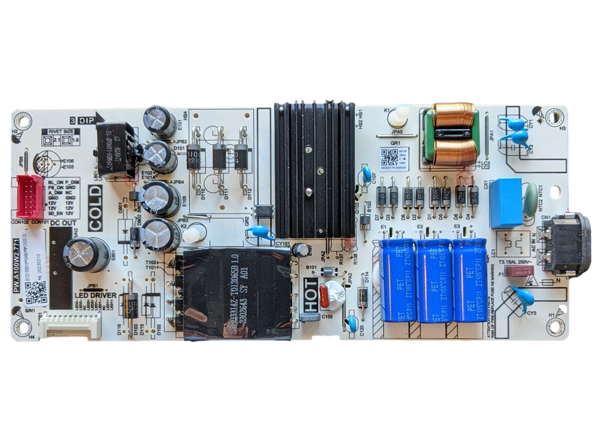30102000016 TCL Power Supply Board, PW.A100W2.771, 20230210, 55S450G TV Parts Today