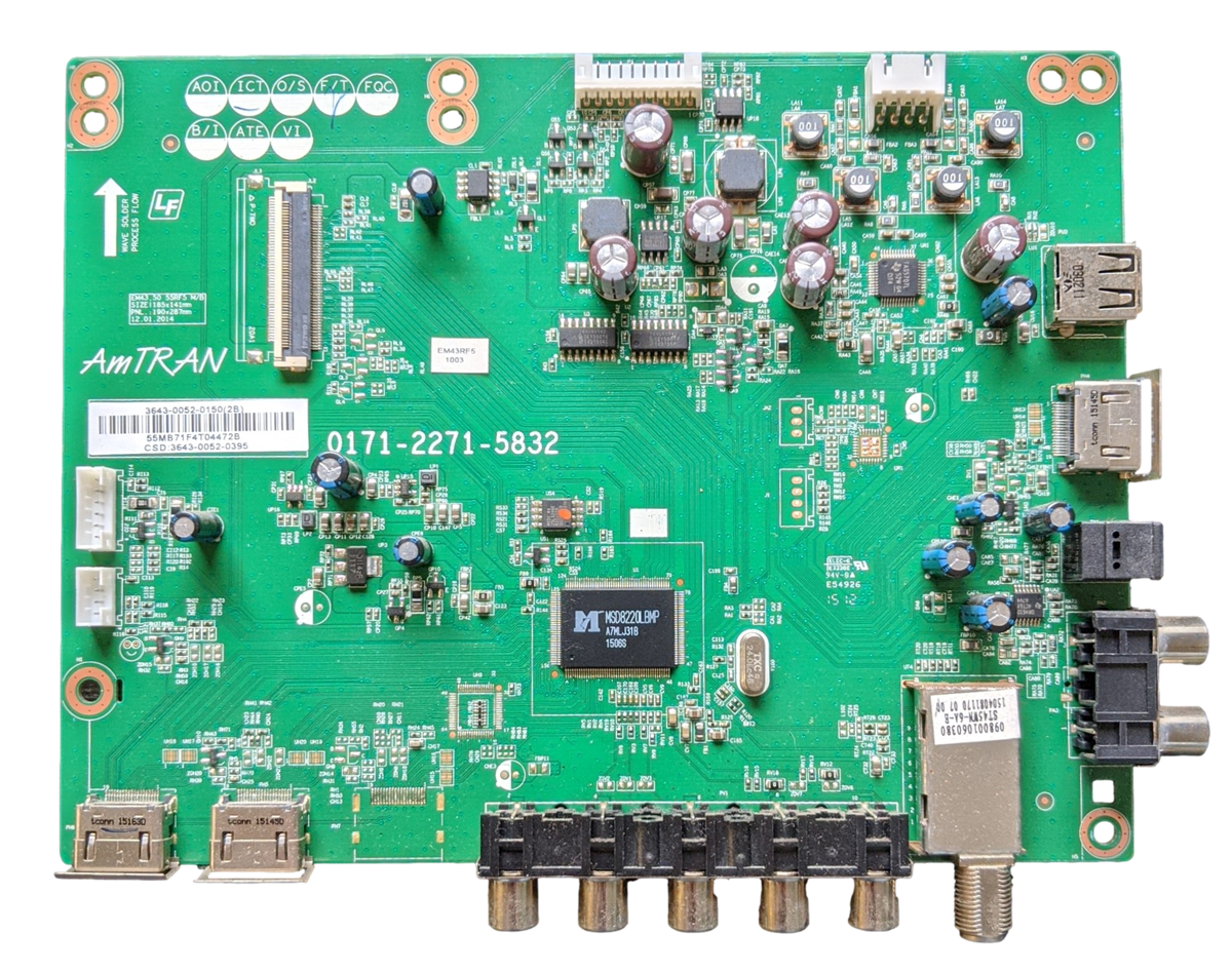 3643-0052-0150 JVC Main Board, 3643-0052-0395, 0171-2271-5832, EM43RF5