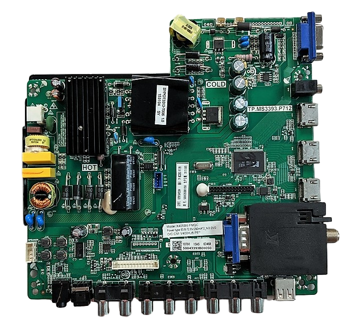 50043393B01050 Sceptre Main Board / Power Supply, TP.MS3393.P712, X4058V-FMQC