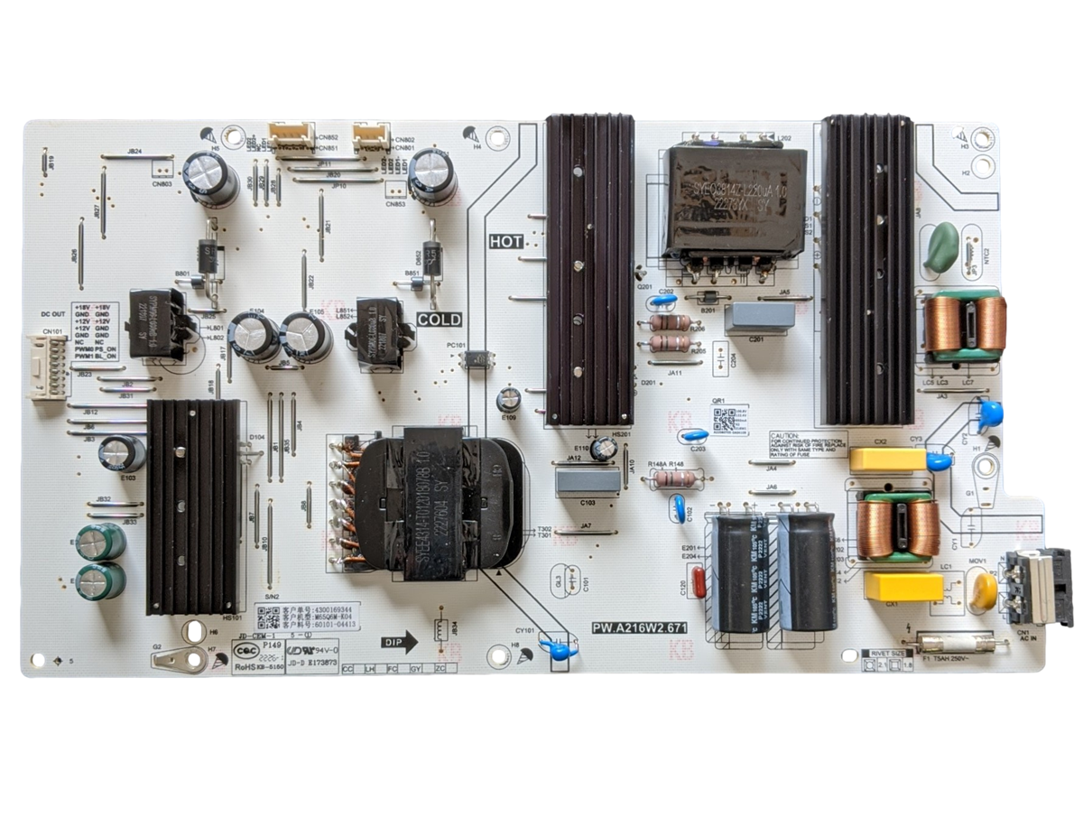 60101-04413 Vizio Power Supply, PW.A216W2.671, 60101-04413, M65Q6M-K04