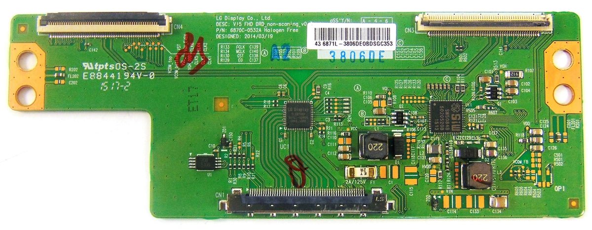 6871L-3806D LG T-Con Board, 6870C-0532A, 43LF5100-UA, 43LF5900-UB, 43LH5700-UD, 43LF5400-UB, 43LH570A-UE, 43LJ5500-UA, 43LJ550M-UB