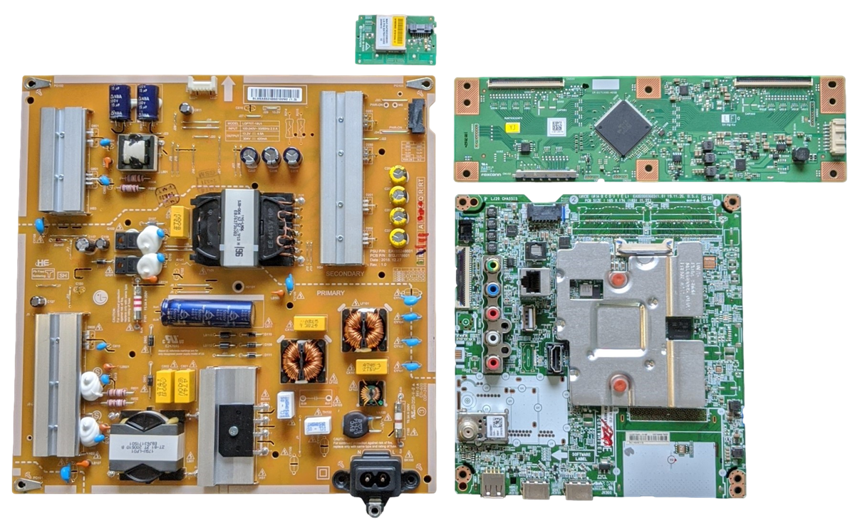 70UN7070PUA LG TV Repair Parts Kit, EBT66527902 Main Board, EAY65248601 Power Supply, RUNTK0334FVYJ T-Con, EAT64113202 Wifi, BUSMLJR, 70UN7070PUA