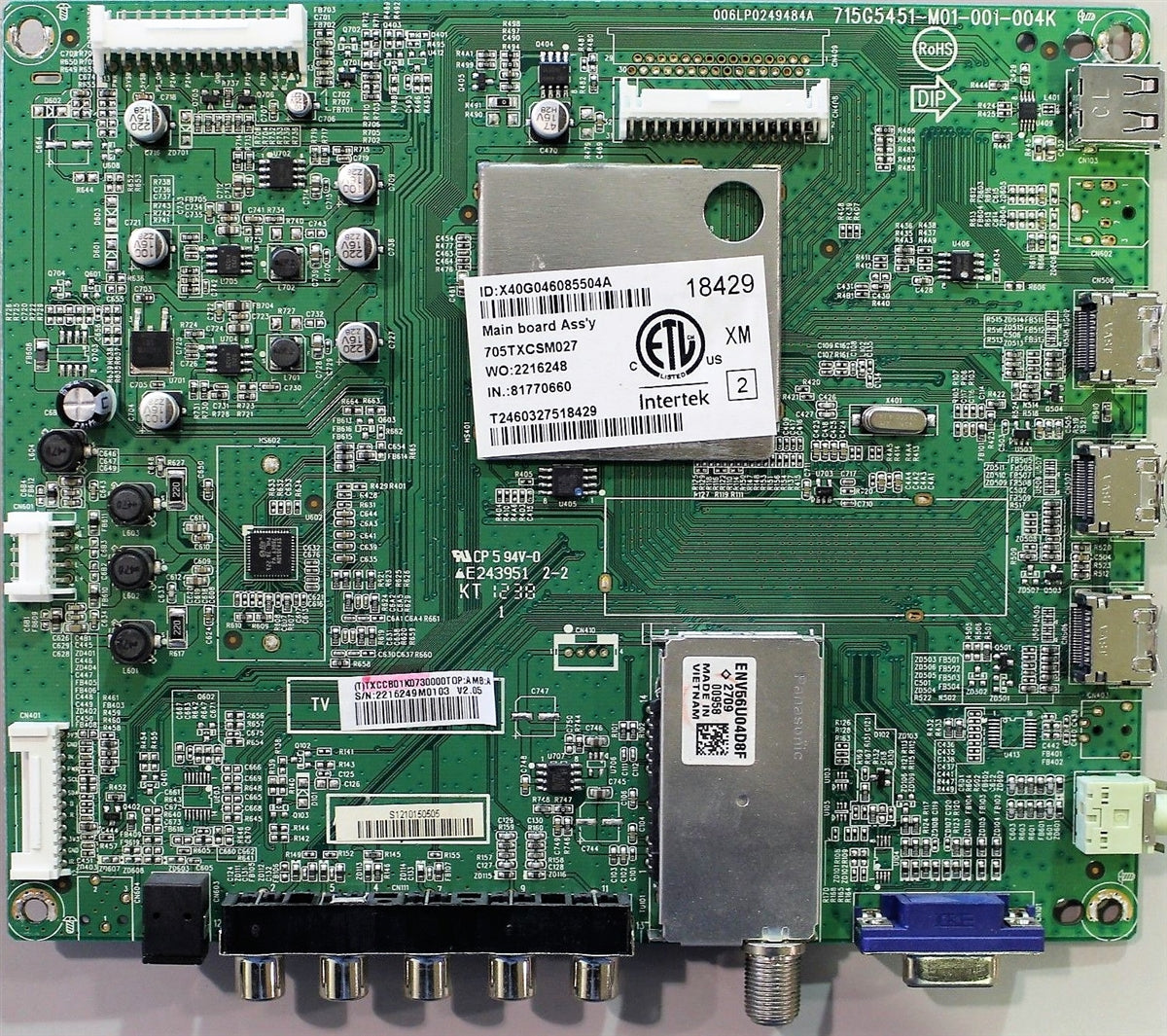 756TXCCB01K073 Sanyo Main Board, 715G5451-M01-001-004K, TXCCB01K0730001, TXCCB01K0730000, FVM4612