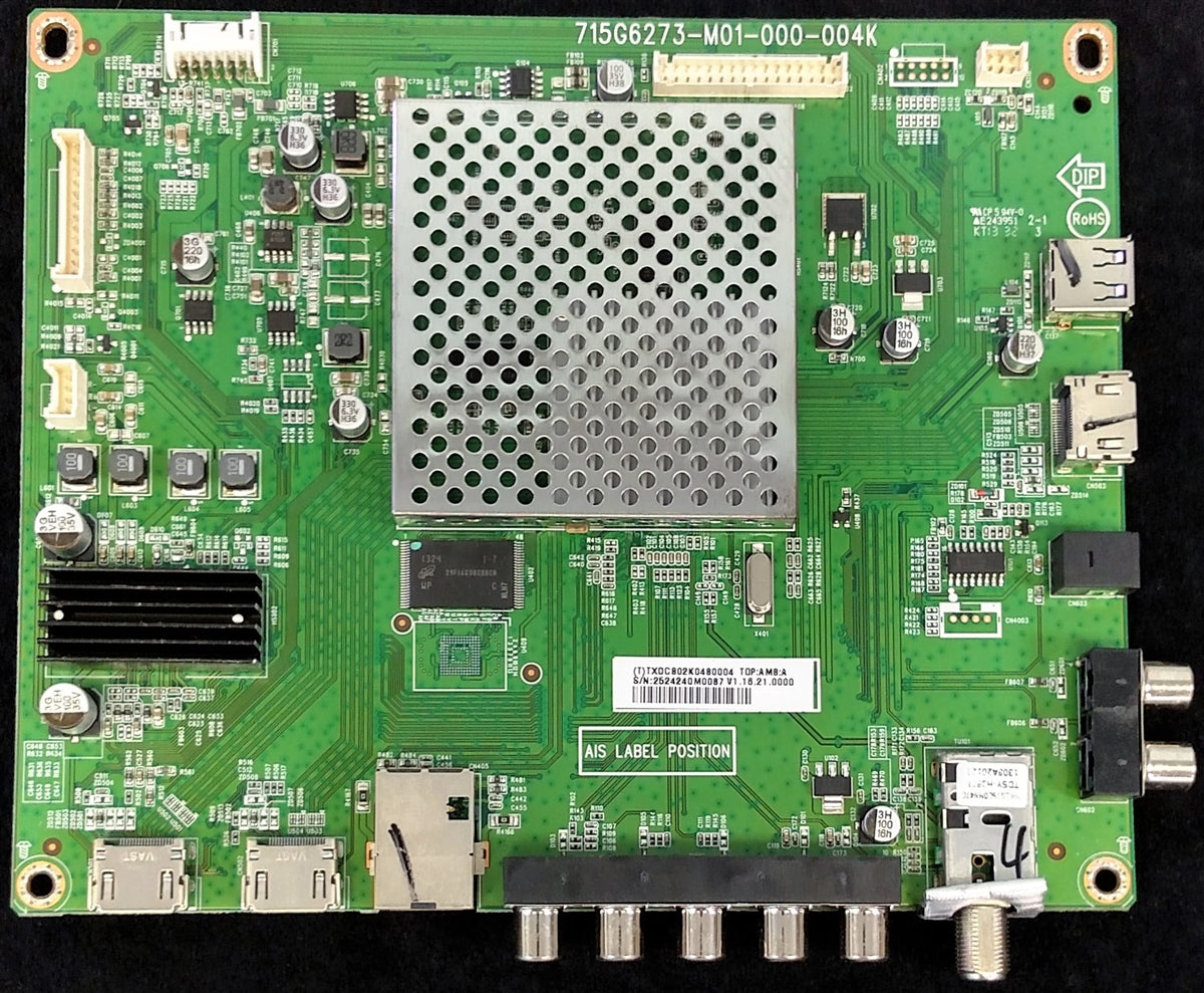 756TXDCB02K048 Vizio Main Board, TXDCB02K0480001, TXDCB02K0480002, TXDCB02K0480003, 715G6273-M01-000-004K, E500i-B1E LTMWPLAP