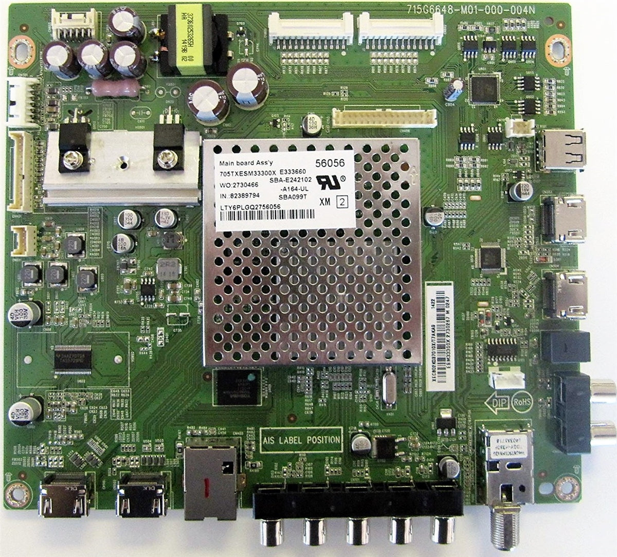 756TXECB02K0370 Vizio Main Board, 756TXECB02K037, 715G6648-M01-000-004N, E500I-B1