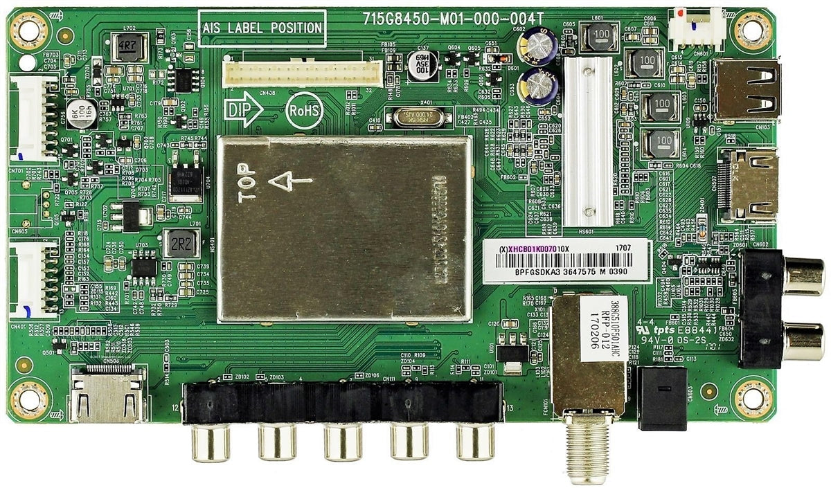 756TXHCB01K0070 Vizio Main Board, 756TXHCB01K007, (Q)XHCB01K0070, 715G8450-M01-000-004T, D50N-E1