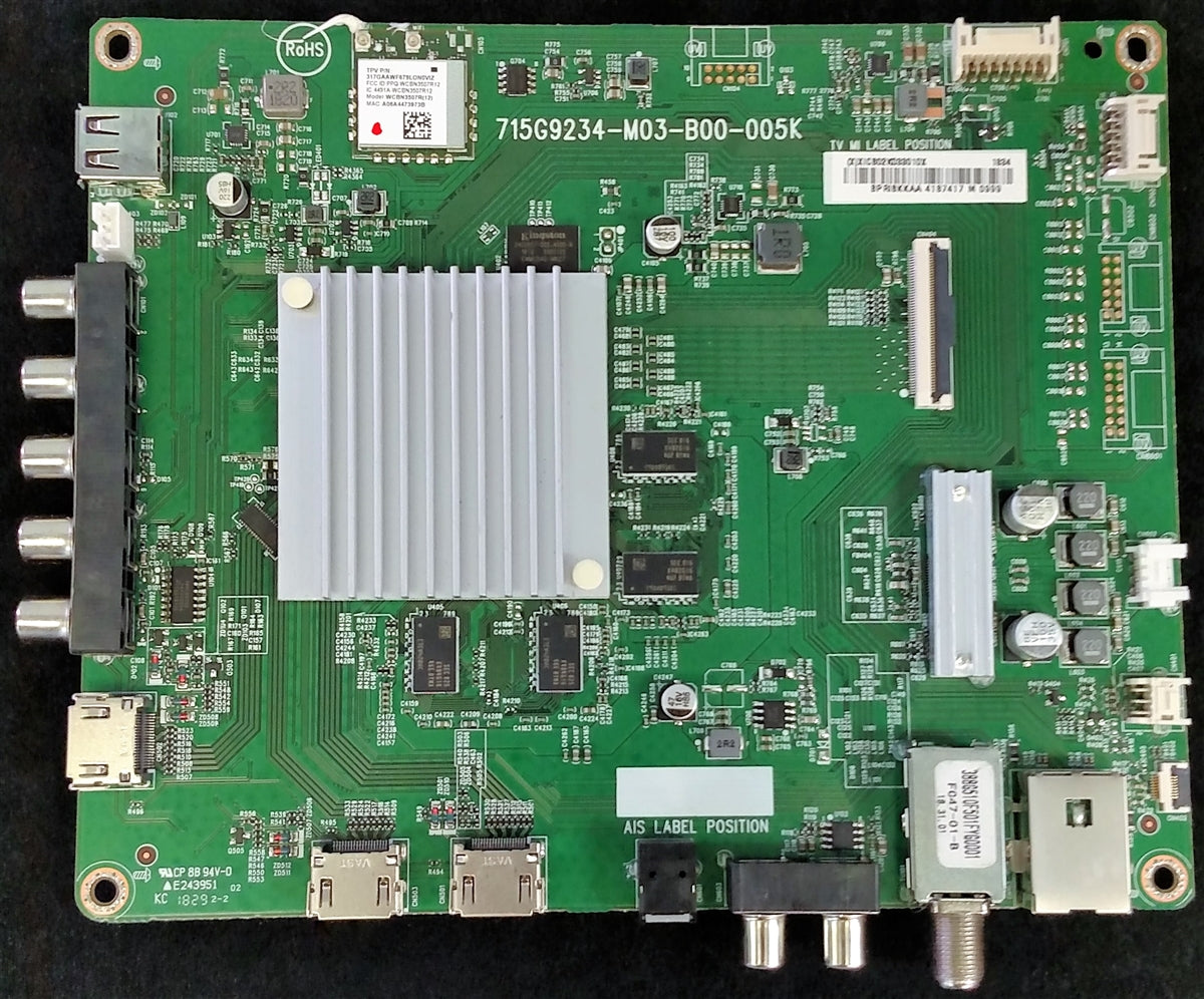 756TXICB02K033 Vizio Main Board, 715G9234-M03-B00-005K, (X)XICB02K033010X, E43-F1