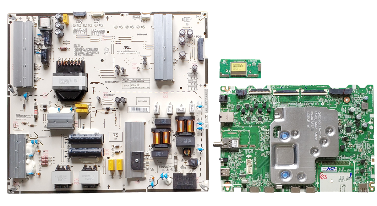 75QNED90PUB LG TV Repair Parts Kit, EBT67331001 Main Board, EAY65893204 Power Supply, EAT65167004 Wifi, 75UQ7590PUB.AUSCLKR, 75UQ7590PUB
