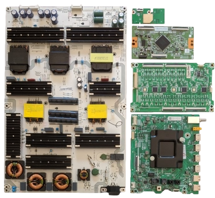 75U6G Hisense TV Repair Parts Kit, 291030 Main Board, 262610 Power Supply, 284346 T-Con, 284167 LED Driver, 1243953 Wifi, 75U6G