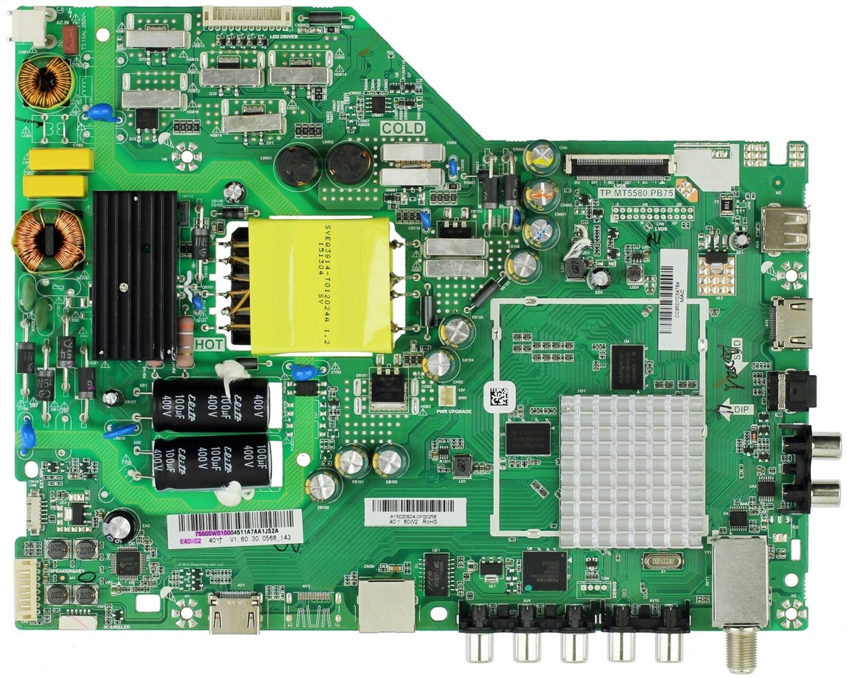 791.00W10.0013 Main Board for E40-C2, 791.00W10.0015, TP.MT5580.PB75, 75.500W0.100, E40-C2, E40-C2 LWZQFAR, E40-C2 LWZQFCR, E40X-C2