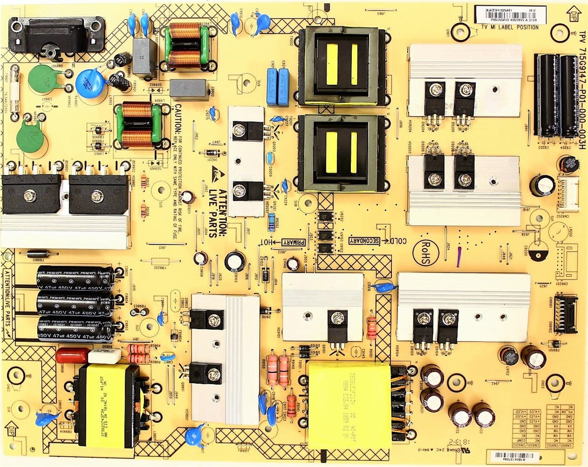 ADTVH1825AB1 Vizio Power Supply, 715G9147-P01-000-003H, (X)ADTVH1825AB1, E65-F1, E65F1, D65-D1