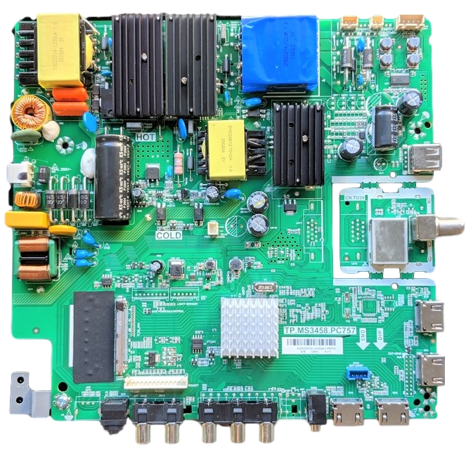 AE0011990 RCA Main Board, AE0011990, A20030926, TP.MS3458.PC757, CN.TU39, RLDED5098-B-UHD