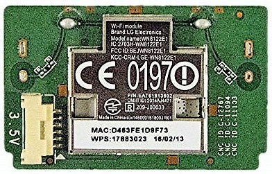 EAT61813802 LG Wi-Fi Board, WN8122E1, 43LH5500-UA, 49UH6030-UD, 55UH615A-UC, 60UH615A-UC, 65UH6030-UC, 50UH5500-UA, 60UH6150-UB, 55LH575A-UE, 65UH5500-UA, 65UH6150-UB, 49UH610A-UJ