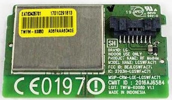 EAT63435701 LG Wi-Fi Board, LGSWFAC71, 55UJ6300-UA, 60UJ6300-UA, 65UJ6300-UA, 49UJ6300-UA, 65UJ6200-UA, 55LJ5500-UA, 43LJ5500-UA, 60UJ6050-UA, 55UK6090PUA, 55UJ6200-UA