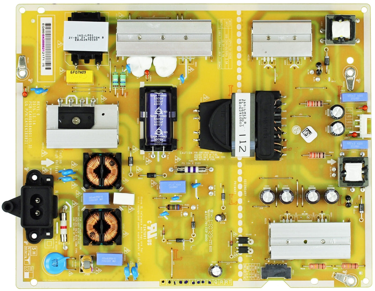 EAY64388821 LG Power Supply, EAX66944001(1.4), LGP55LIU-16CH, 55UH6030-UC, 55UH6090-UF, 55UH6150-UB, 55UH615A-UC