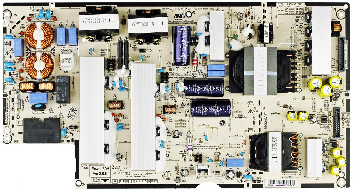 EAY64490601 LG Power Supply, 3PCR01905B, PS0L-L651A, LGP64C7-17OP, CCP-508SW, OLED65C7P-U, OLED65E7P-U