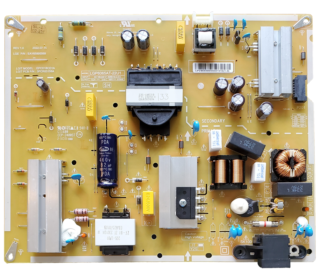 EAY65895568 LG Power Supply, LGP6065AT-22U1, EPCD18CD1A, 3PCR03158A, 65UR8000AUA