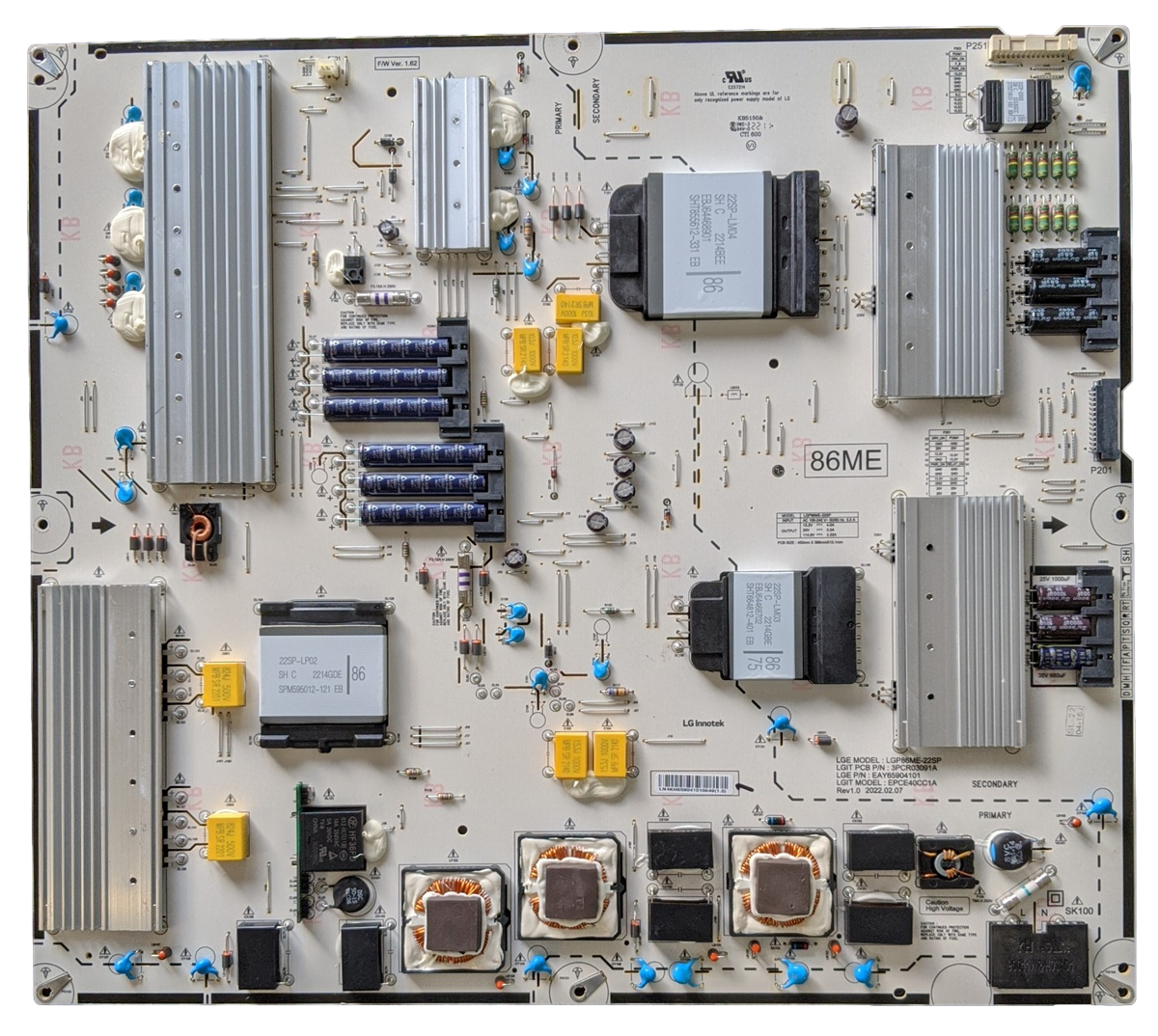 EAY65904101 LG Power Supply, LGP86ME-22SP, 3PCR03091A, EPCE40CC1A, 86QNED85UQA