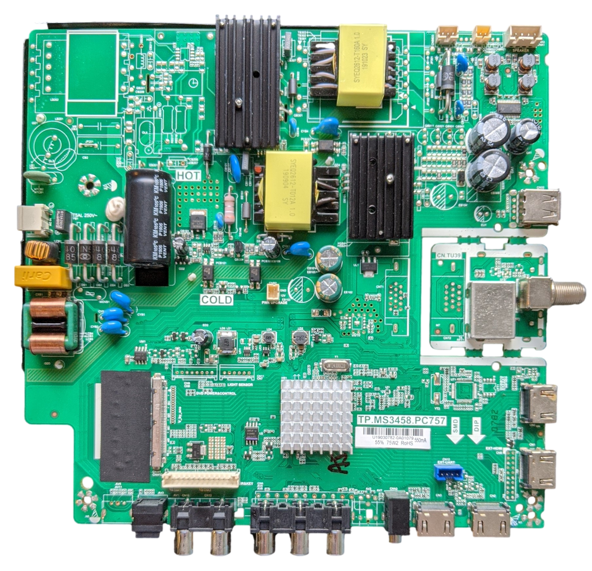 H19010-CH ONN Main Board/Power Supply Board, H19010-CH, TP.MS3458.PC757, ONA43UB19E04