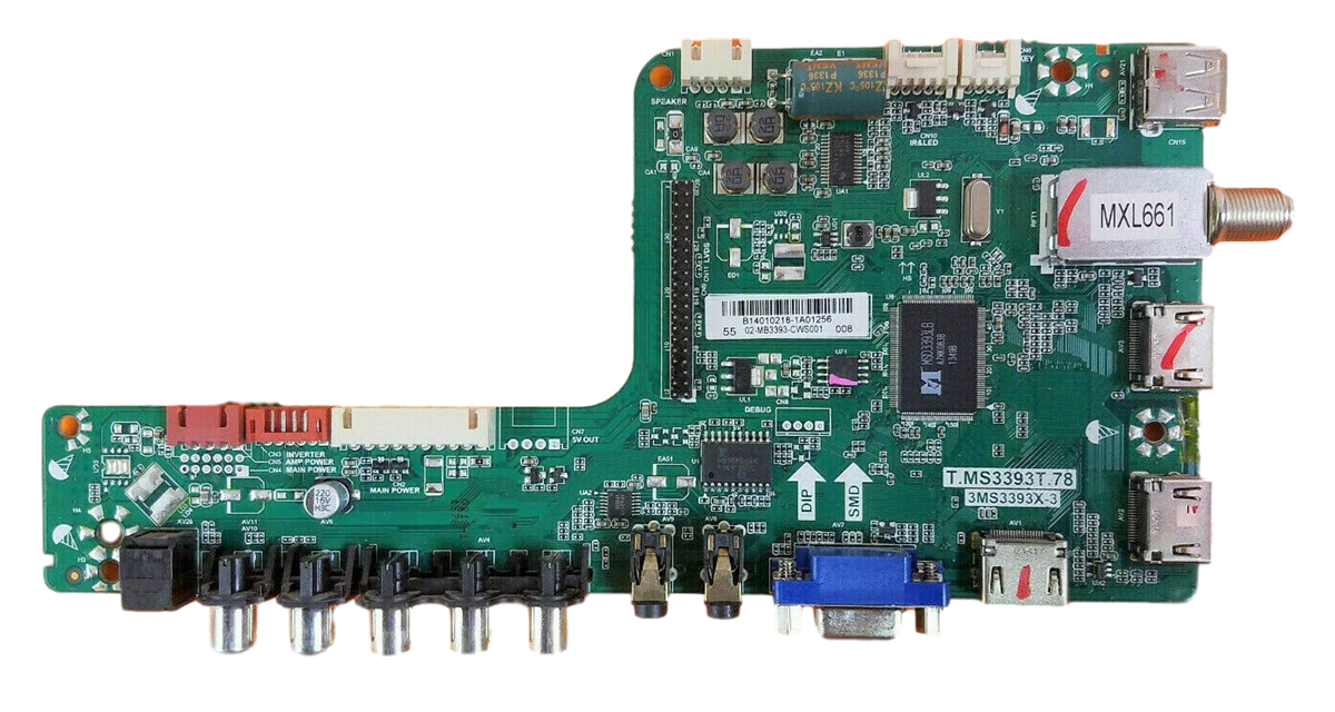 P55D44-00 MAIN Sanyo Main Board, 02-MB3393-CWS001, T.MS3393T.78, B14010342, 3MS3393X-3, DP55D44