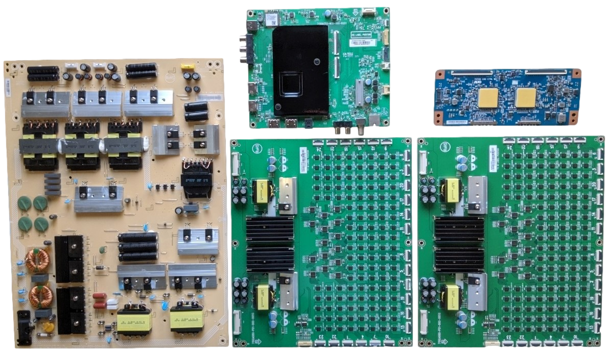 P75Q9-H1 Vizio TV Repair Parts Kit, 756TXKCB02K018 Main Board, ADTVJ1845ABT Power Supply, 55.75T08.C07 T-Con, LNTVJT12ZAAAJ LED Driver, LNTVKT12ZAXAJ LED Driver, P75Q9-H1