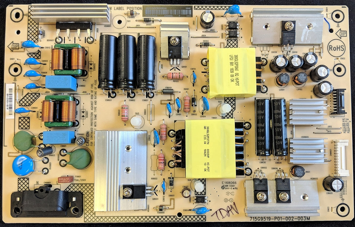 PLTVIY301XXGA Insignia Power Supply, 715G9519-P01-002-003M, (X)PLTVIY301XXGA, NS-50DF710NA19, NS-50DF711SE21