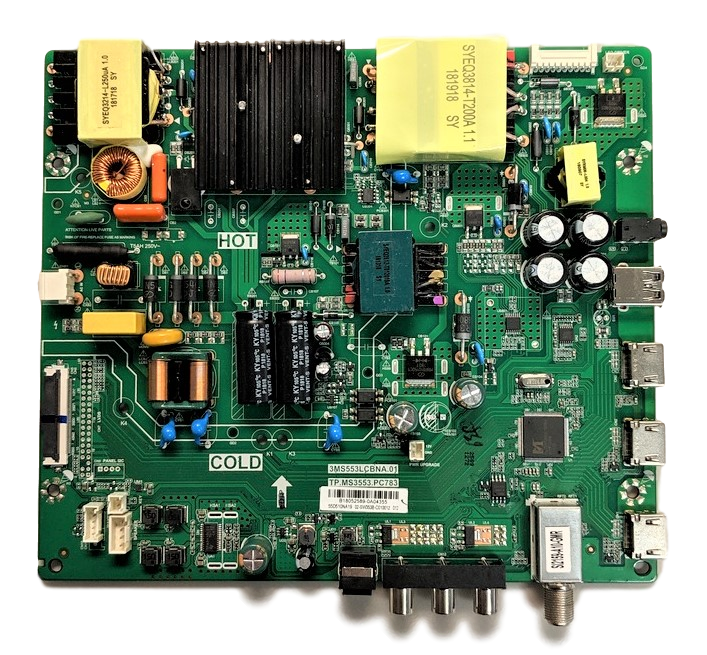 S8SW353BC010000 Insignia Main Board/Power Supply, B18052589, 3MS553LCBNA.01, TP.MS3553.PC783, NS-55D510NA19