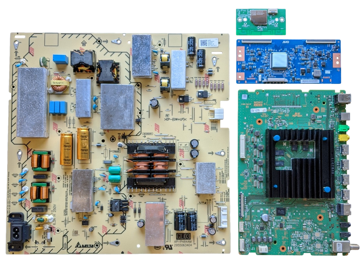XBR-85X800H Sony TV Repair Parts Kit, A-5015-318-A Main Board, 1-004-424-21 Power Supply, 55.85T13.C04 T-Con, 1-005-419-11 Wifi, XBR-85X800H