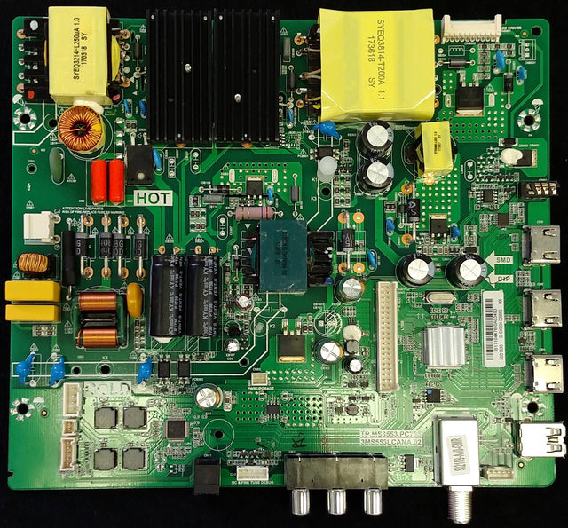 02-SW353A-C008005 Toshiba Main Board / Power Supply, TP.MS3553.PC785, 3MS553LCANA.02, B17104476, 55L510U18