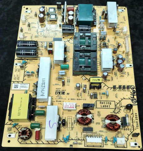 147422111 OR 1-474-221-11 SONY POWER SUPPLY, [C: 1-474-221-12, 147422112] 1-881-894-11, APS-268 (CH), APS-268, GE4B, XBR-52LX900, KDL- 52LX900, XBR-46LX900