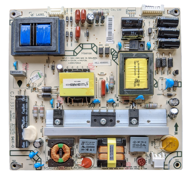 166034 Hisense Power Supply, RSAG7.820.5024/ROH, HLL-4046WL, 50K610GWN
