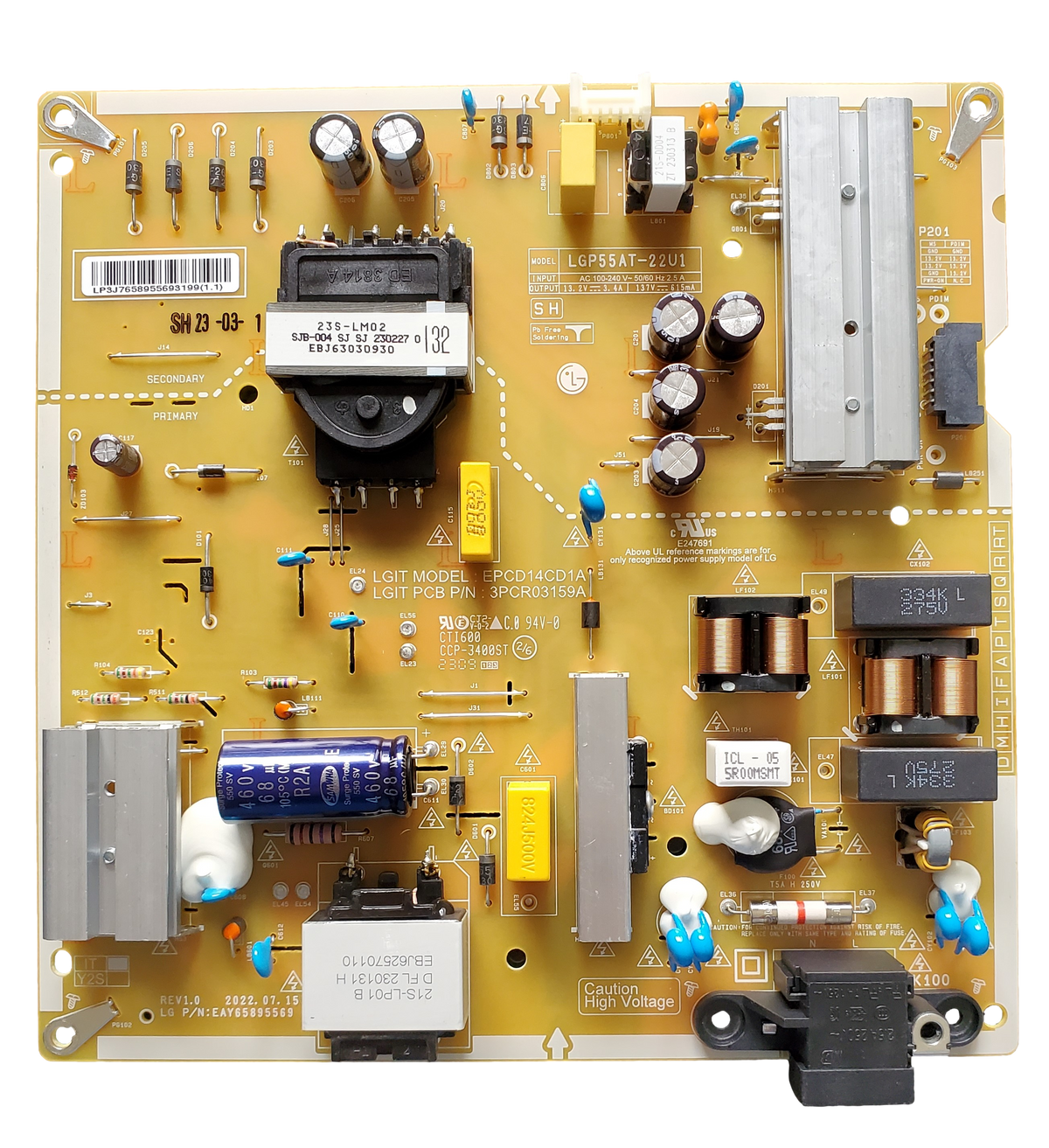 EAY65895569 LG Power Supply, LGP55AT-22U1, EPCD14CD1A, 3PCR03159A