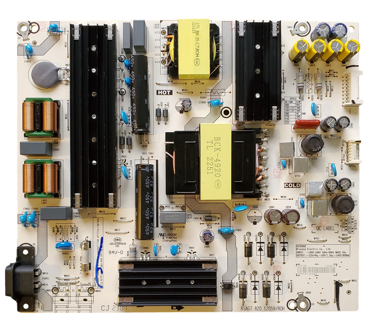 337159, Hisense Power Supply Board, RSAG7.820.12059/ROH, 70R6E4, 70A65H