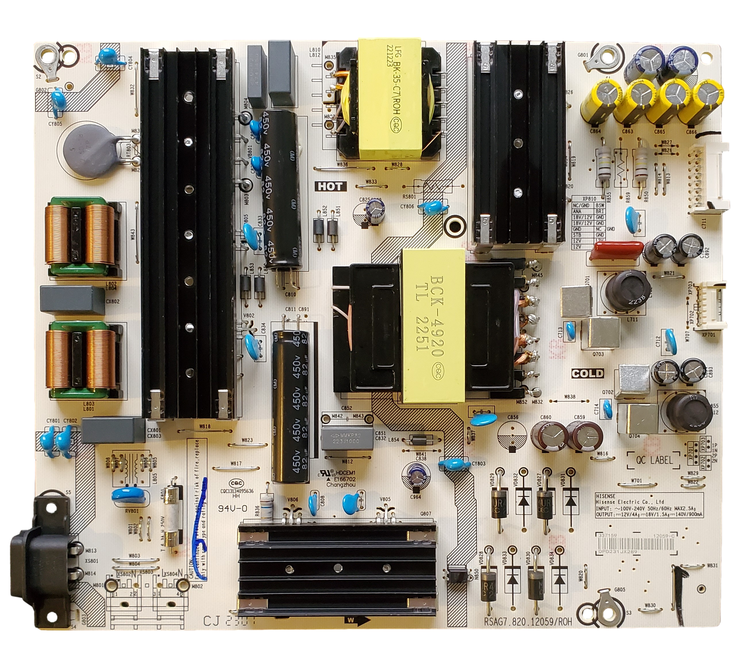 337159, Hisense Power Supply Board, RSAG7.820.12059/ROH, 70R6E4